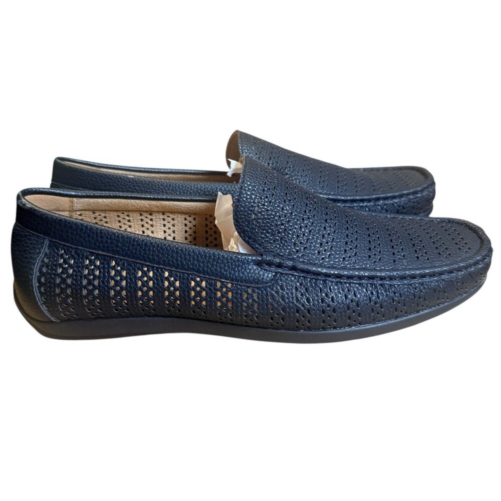 Montique Men's Black Weave Pattern Fashion Loafers Shoes Size 10.5  S22